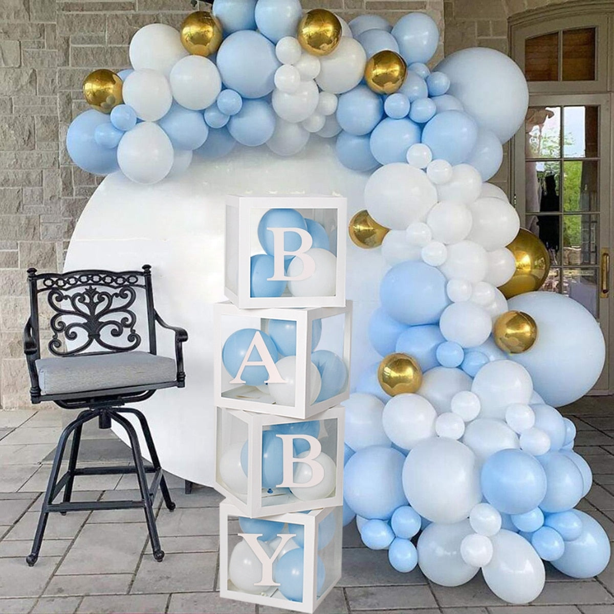 Transparent Letter Baby Shower Box Birthday Wedding Custom Name Balloon Box 1st Birthday Party Decorations Kids Babyshower Girl