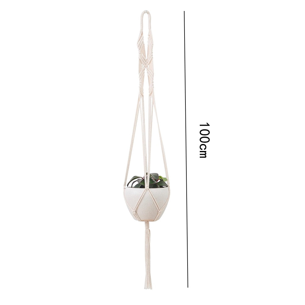 Macrame Plant Hanger Baskets Flower Pots Holder Balcony Wall Hanging Planter Decor Knotted Lifting Rope Home Garden Supplies