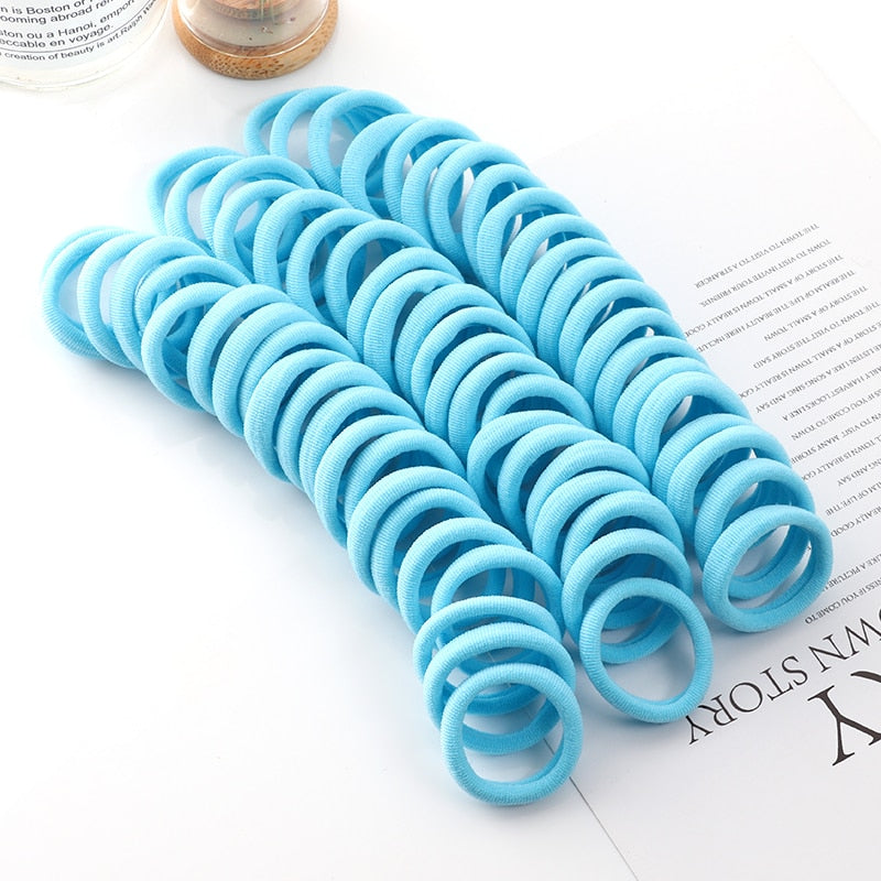 50pcs Girls Solid Color Big Rubber Band Ponytail Holder Gum Headwear Elastic Hair Bands Korean Girl Hair Accessories Ornaments