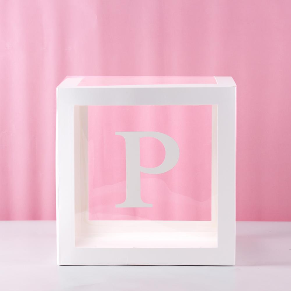 Transparent Letter Baby Shower Box Birthday Wedding Custom Name Balloon Box 1st Birthday Party Decorations Kids Babyshower Girl