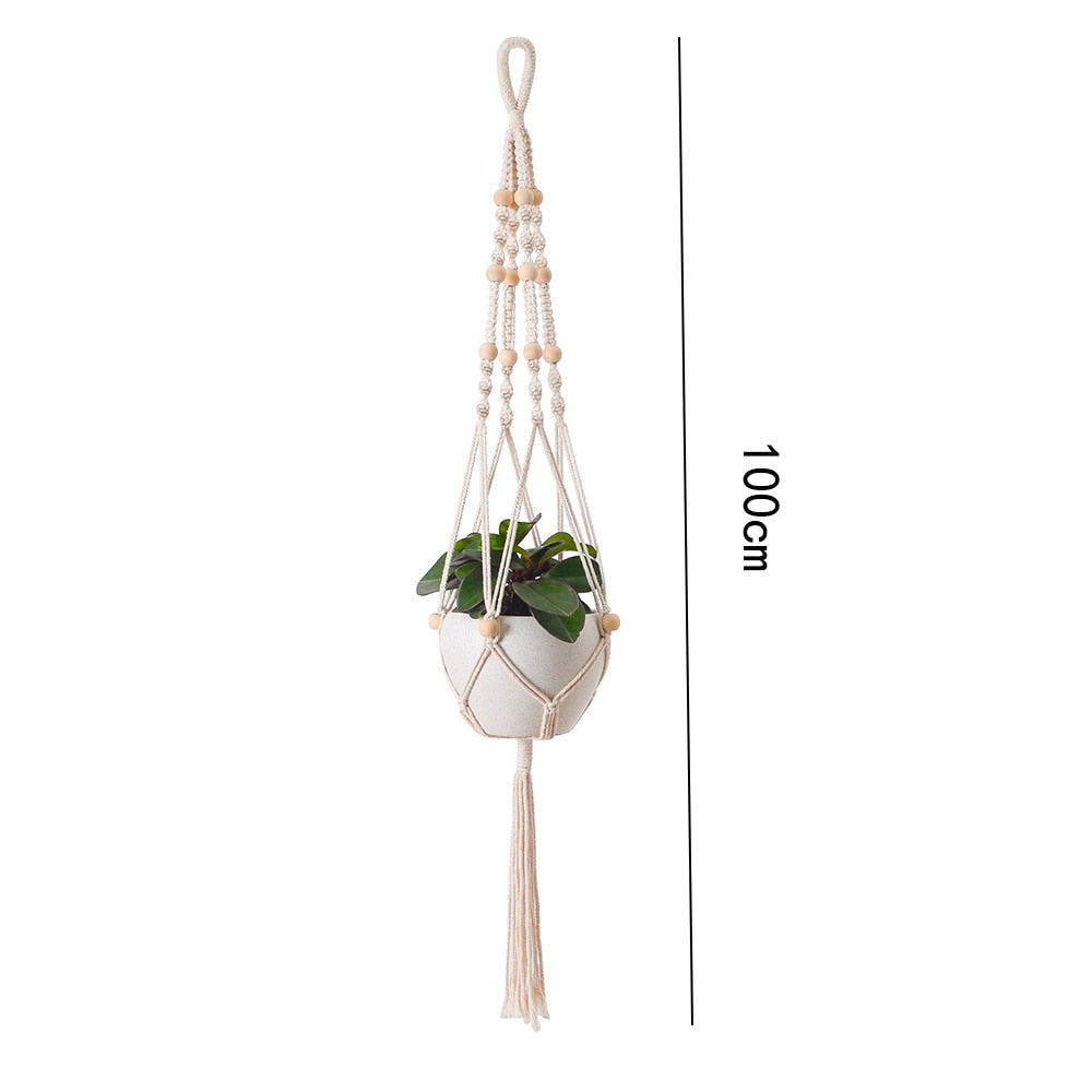 Macrame Plant Hanger Baskets Flower Pots Holder Balcony Wall Hanging Planter Decor Knotted Lifting Rope Home Garden Supplies