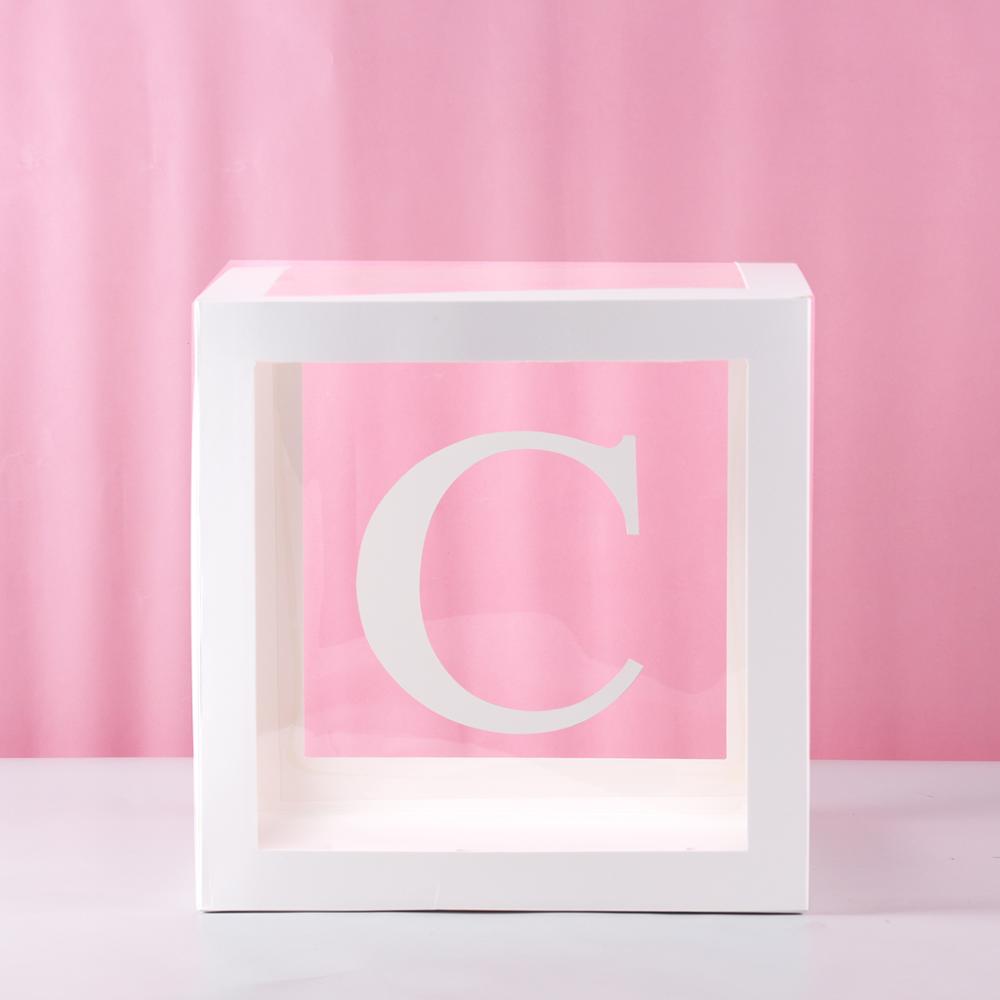 Transparent Letter Baby Shower Box Birthday Wedding Custom Name Balloon Box 1st Birthday Party Decorations Kids Babyshower Girl