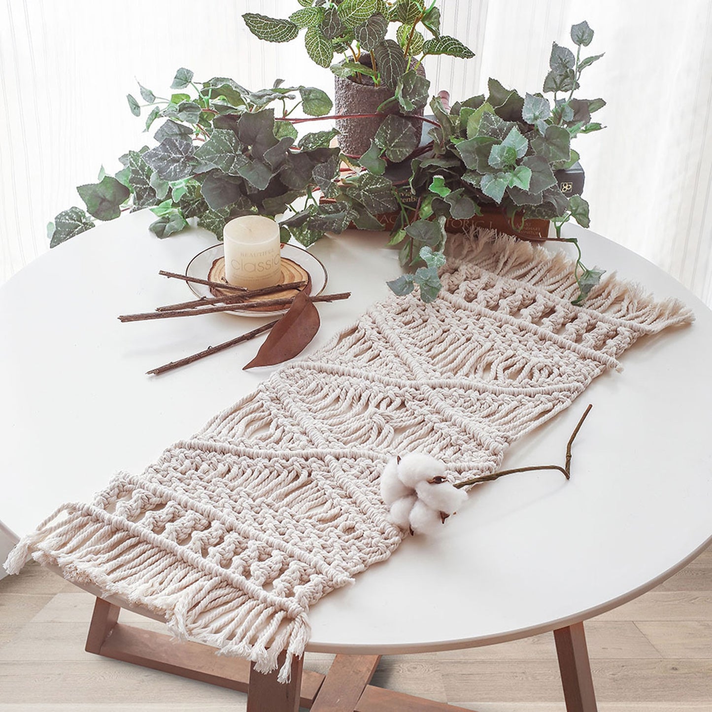 Bohemian Table Runner Hand-woven Placemats Macrame Tapestry Table Runner With Tassels Wedding Party Home Decoration 22x62cm