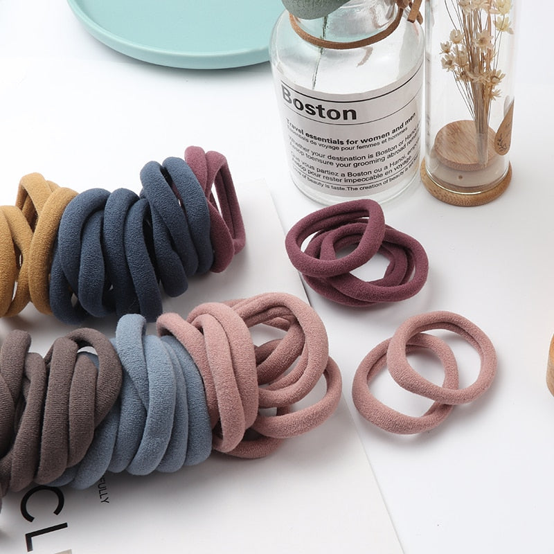 50pcs Girls Solid Color Big Rubber Band Ponytail Holder Gum Headwear Elastic Hair Bands Korean Girl Hair Accessories Ornaments