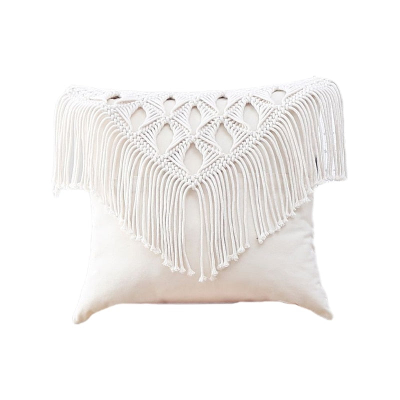 Throw Pillow Covers Woven Boho Macrame Cushion Case for Bed Sofa Couch Bench Car Home Decor Comfy Square Pillow Cases with