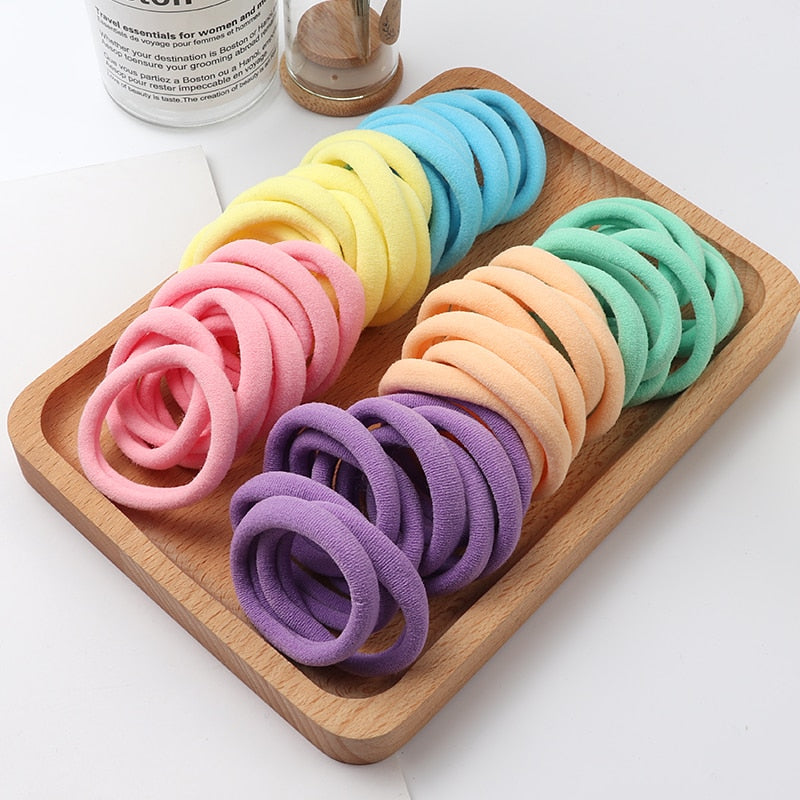 50pcs Girls Solid Color Big Rubber Band Ponytail Holder Gum Headwear Elastic Hair Bands Korean Girl Hair Accessories Ornaments