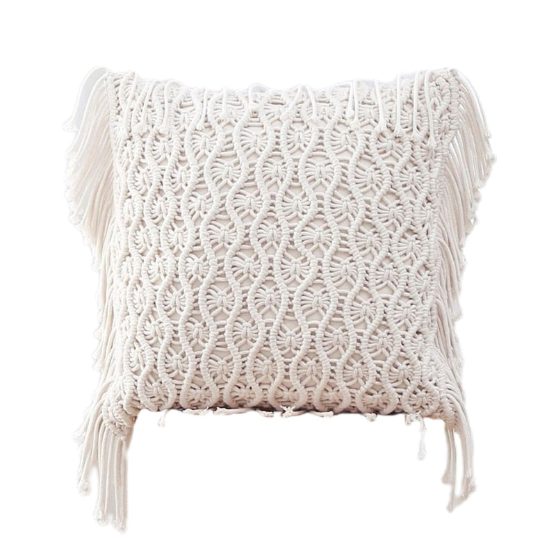 Throw Pillow Covers Woven Boho Macrame Cushion Case for Bed Sofa Couch Bench Car Home Decor Comfy Square Pillow Cases with