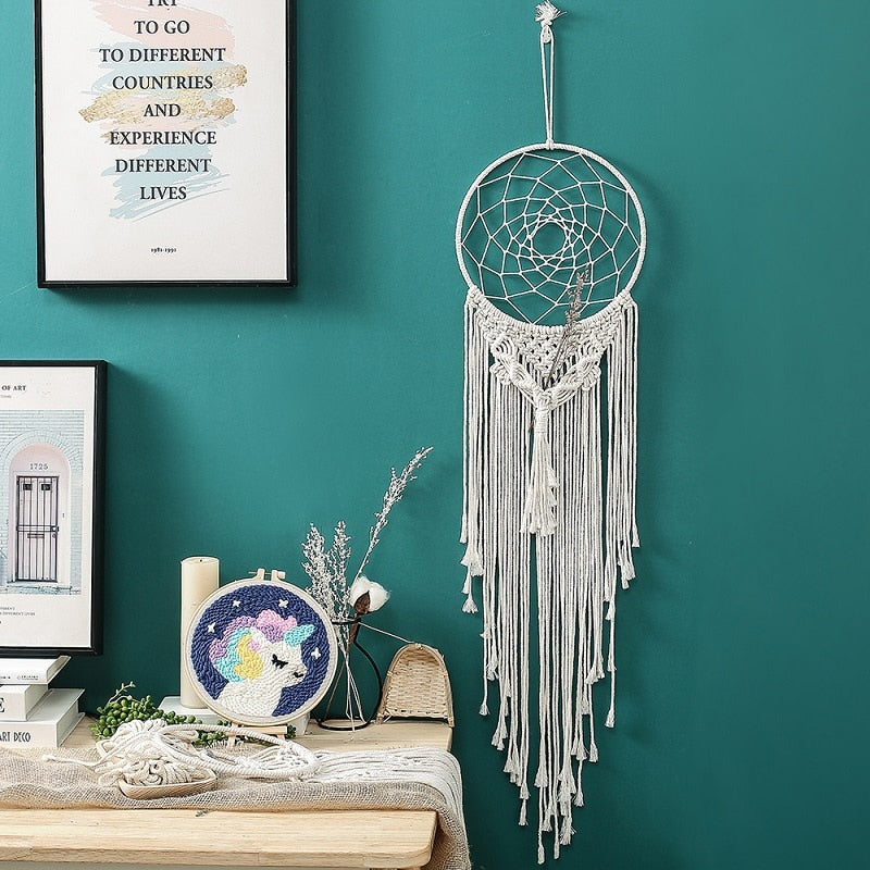 Large Nordic Dreamcatcher Macrame Wall Hanging Tapestry Mandala Farmhouse Wall Decorations Chic INS Boho Wind Chimes Room Decor