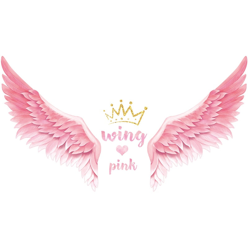 Nordic style Pink Wing Crown Wall Stickers for Girls room Bedroom Eco-friendly Wall Decals Removable Vinyl Wall Mural Home Decor