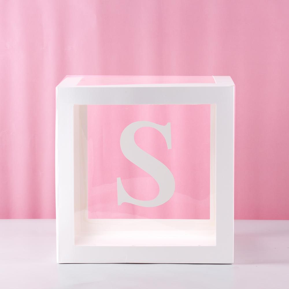 Transparent Letter Baby Shower Box Birthday Wedding Custom Name Balloon Box 1st Birthday Party Decorations Kids Babyshower Girl