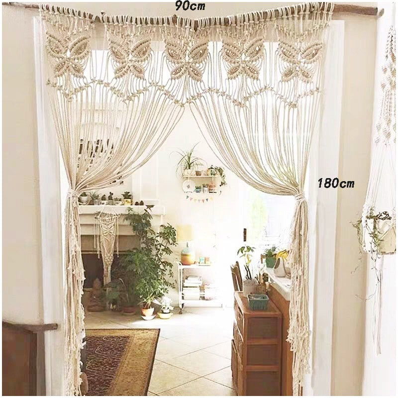 Hand-woven Macrame Cotton Door Curtain Tapestry Wall Hanging Art Tapestry Boho Decoration Bohemia Wedding Backdrop Tapestry