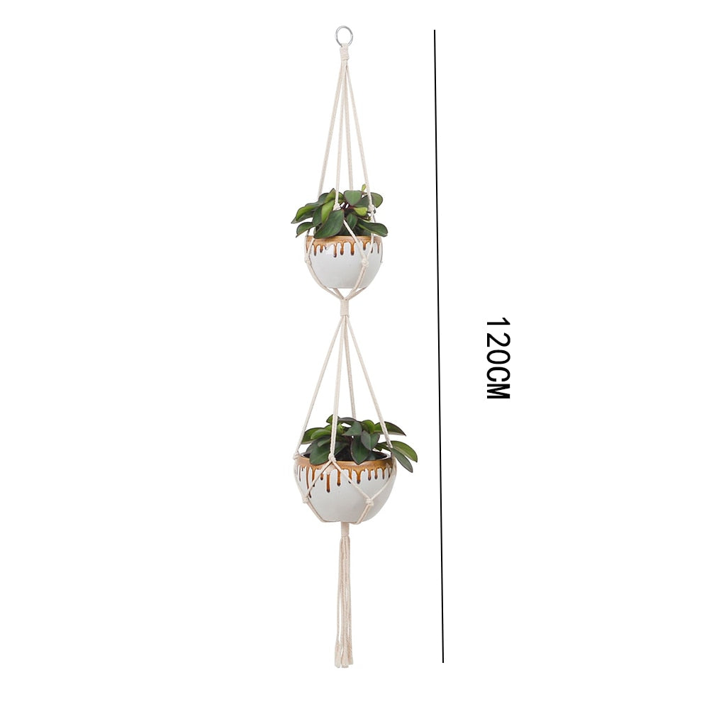 Macrame Plant Hanger Baskets Flower Pots Holder Balcony Wall Hanging Planter Decor Knotted Lifting Rope Home Garden Supplies