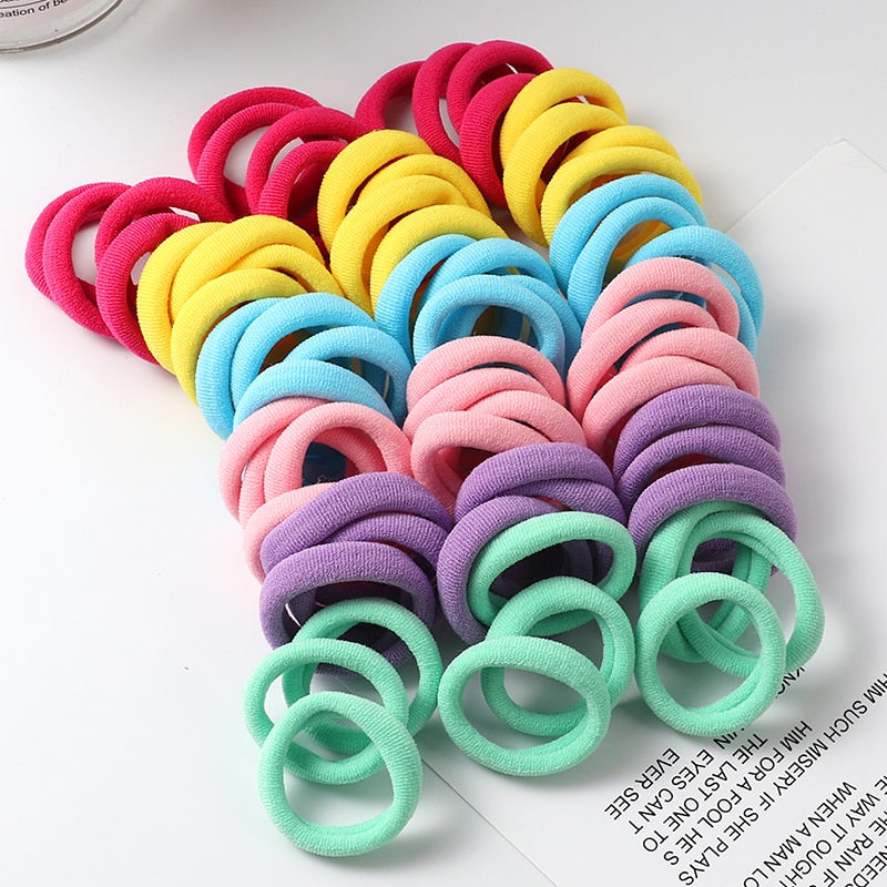 50pcs Girls Solid Color Big Rubber Band Ponytail Holder Gum Headwear Elastic Hair Bands Korean Girl Hair Accessories Ornaments