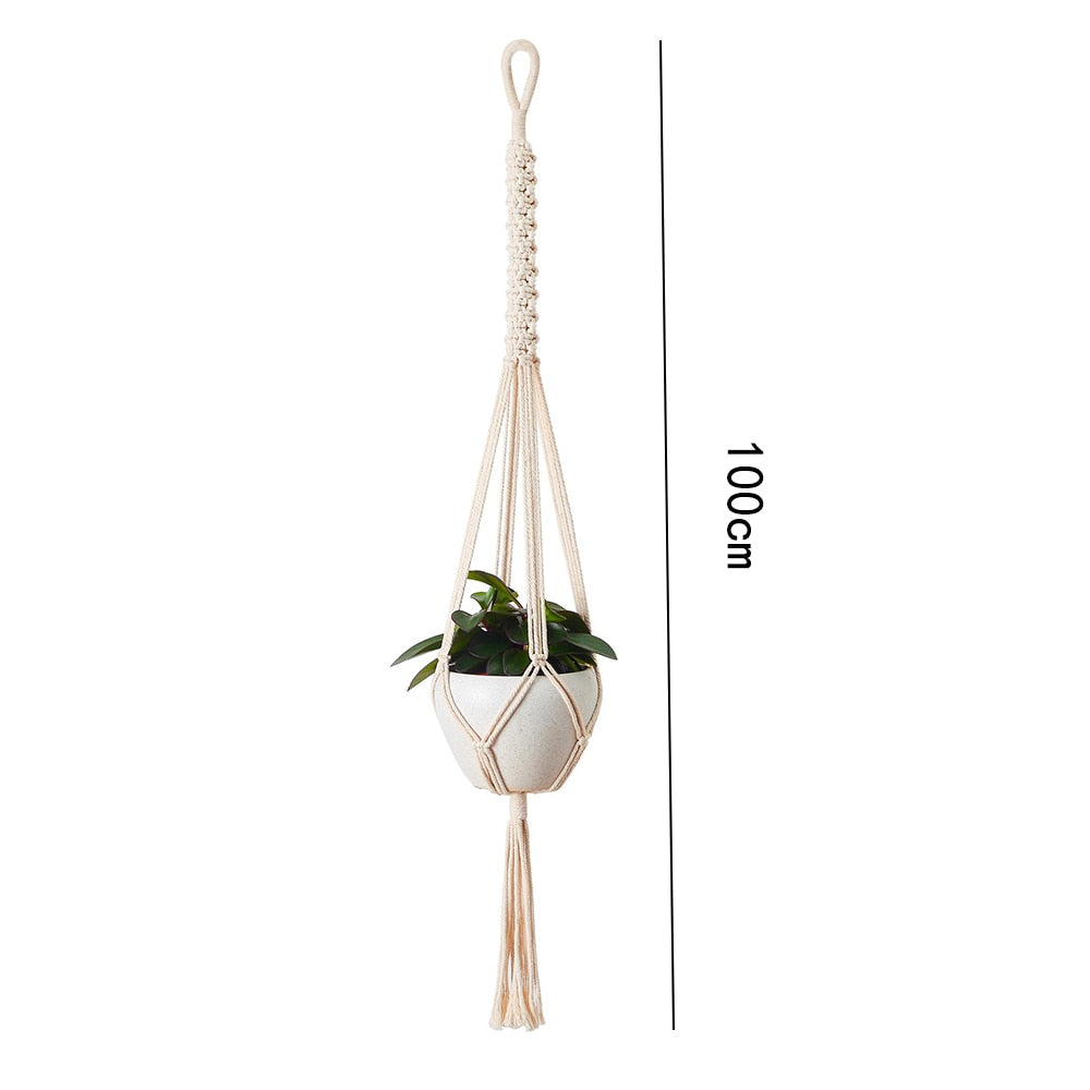 Macrame Plant Hanger Baskets Flower Pots Holder Balcony Wall Hanging Planter Decor Knotted Lifting Rope Home Garden Supplies