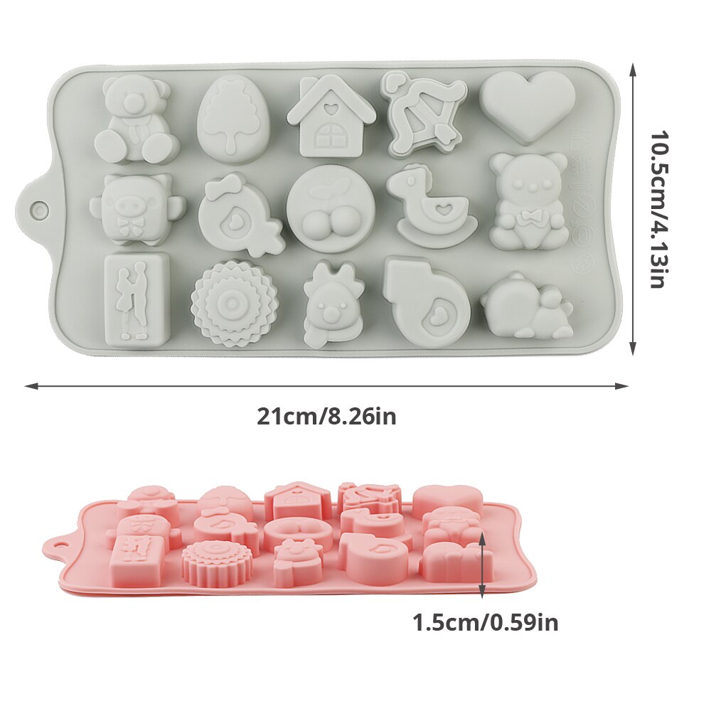 Silicone Chocolate Mold Non-stick cartoon 3D shape Ice Molds Cake Mould Bakeware Baking Tools Kitchen Gadgets candy molds PINK