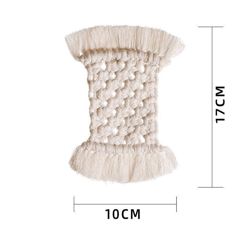 Handmade Cup Mat Cotton Braid Coaster Bohemia Style Kitchen Accessories Non-Slip Macrame Cup Cushion Home Decor Round Place Mat