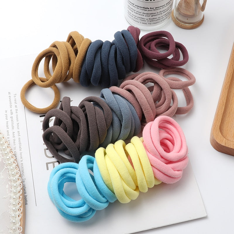 50pcs Girls Solid Color Big Rubber Band Ponytail Holder Gum Headwear Elastic Hair Bands Korean Girl Hair Accessories Ornaments