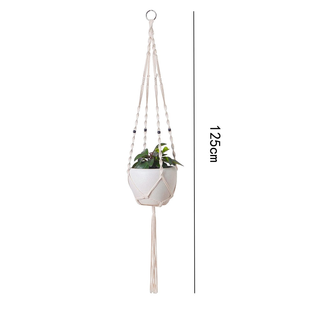 Macrame Plant Hanger Baskets Flower Pots Holder Balcony Wall Hanging Planter Decor Knotted Lifting Rope Home Garden Supplies