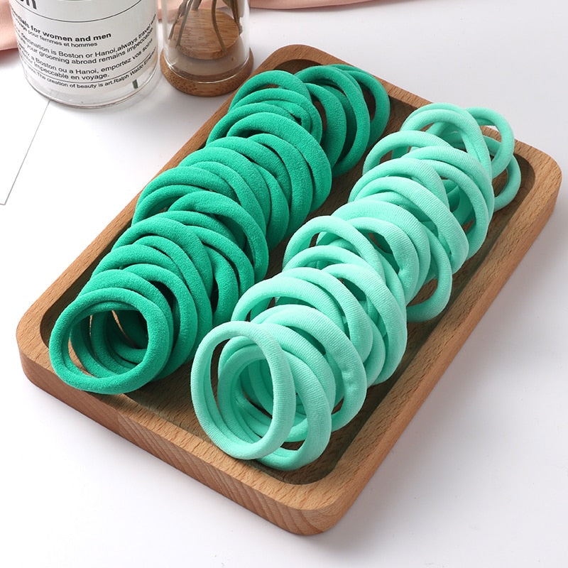 50pcs Girls Solid Color Big Rubber Band Ponytail Holder Gum Headwear Elastic Hair Bands Korean Girl Hair Accessories Ornaments