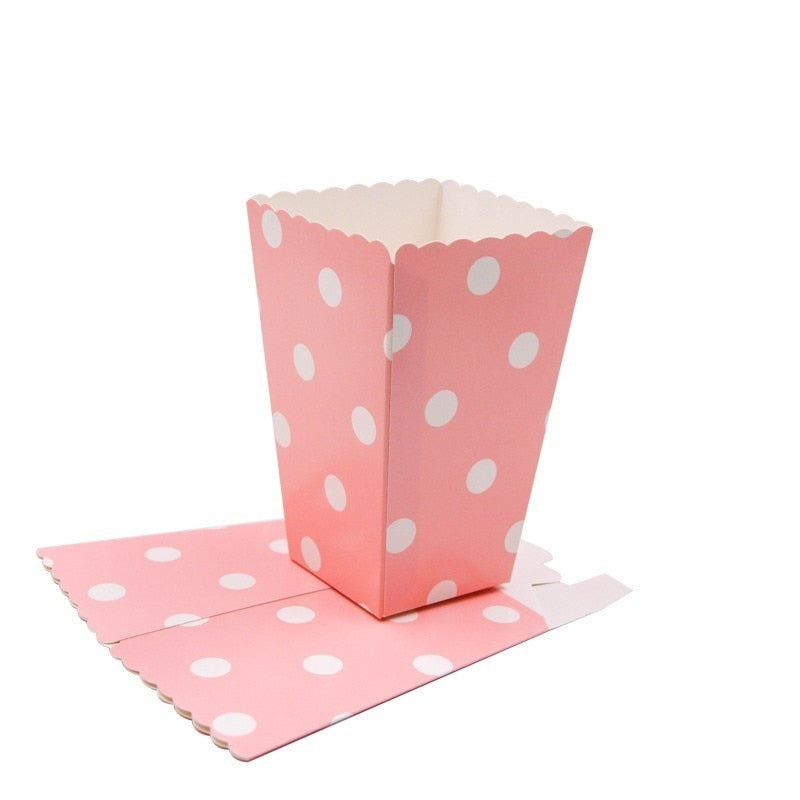 New! 12PCS/Lot Popcorn Box/Cup Pink Theme Party Decoration For kids Happy Birthday Christmas Wedding Party Baby Shower Supplies