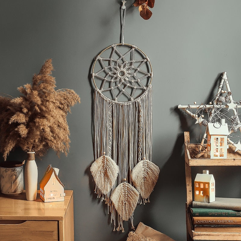 Large Nordic Dreamcatcher Macrame Wall Hanging Tapestry Mandala Farmhouse Wall Decorations Chic INS Boho Wind Chimes Room Decor