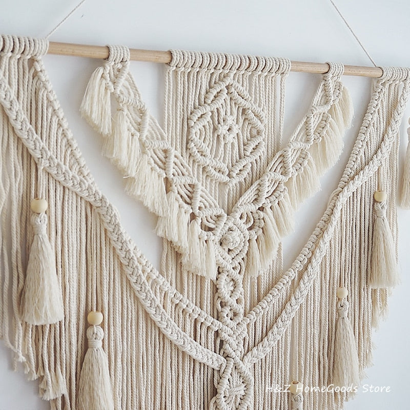 Nordic Bohemian Macrame Wall Hanging Tassel Boho Tapestry Hand-Woven For Home Decor Livingroom Bedroom Room House Decoration