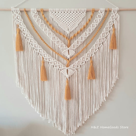 Hand-woven Color Macrame Tapestry Wall Ornament Bohemian Craft Decoration Gorgeous Tapestry For Home Bedroom 70 * 90cm