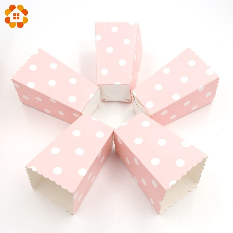 New! 12PCS/Lot Popcorn Box/Cup Pink Theme Party Decoration For kids Happy Birthday Christmas Wedding Party Baby Shower Supplies