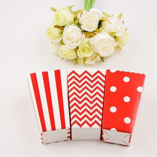 New! 12PCS/Lot Popcorn Box/Cup Pink Theme Party Decoration For kids Happy Birthday Christmas Wedding Party Baby Shower Supplies