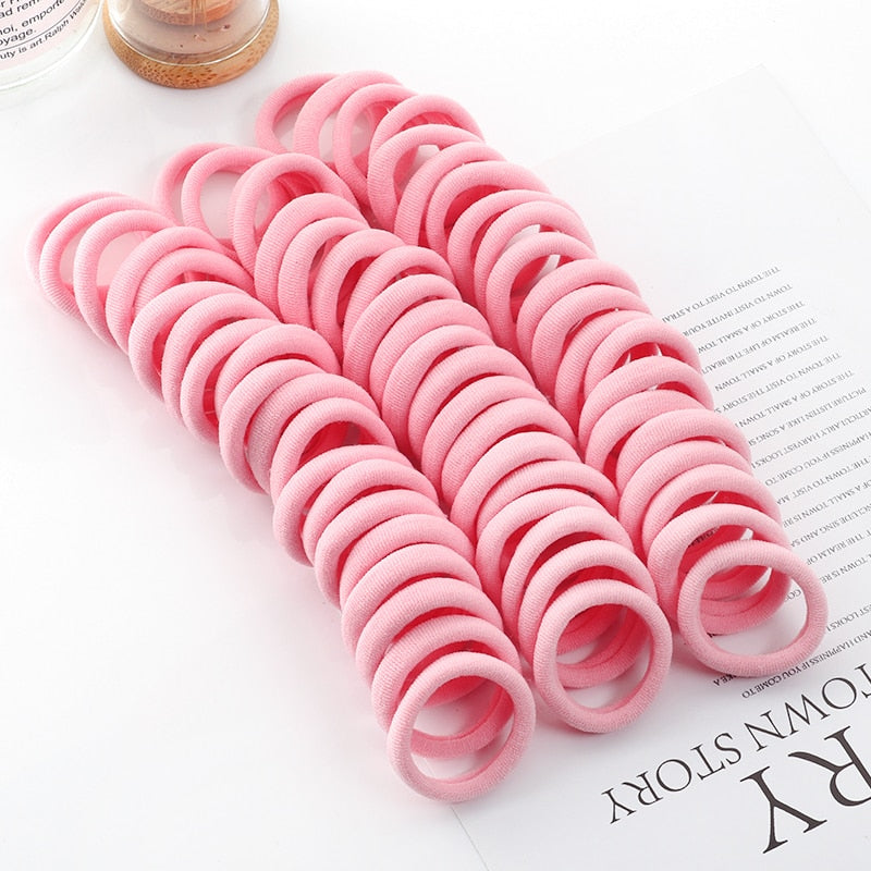 50pcs Girls Solid Color Big Rubber Band Ponytail Holder Gum Headwear Elastic Hair Bands Korean Girl Hair Accessories Ornaments