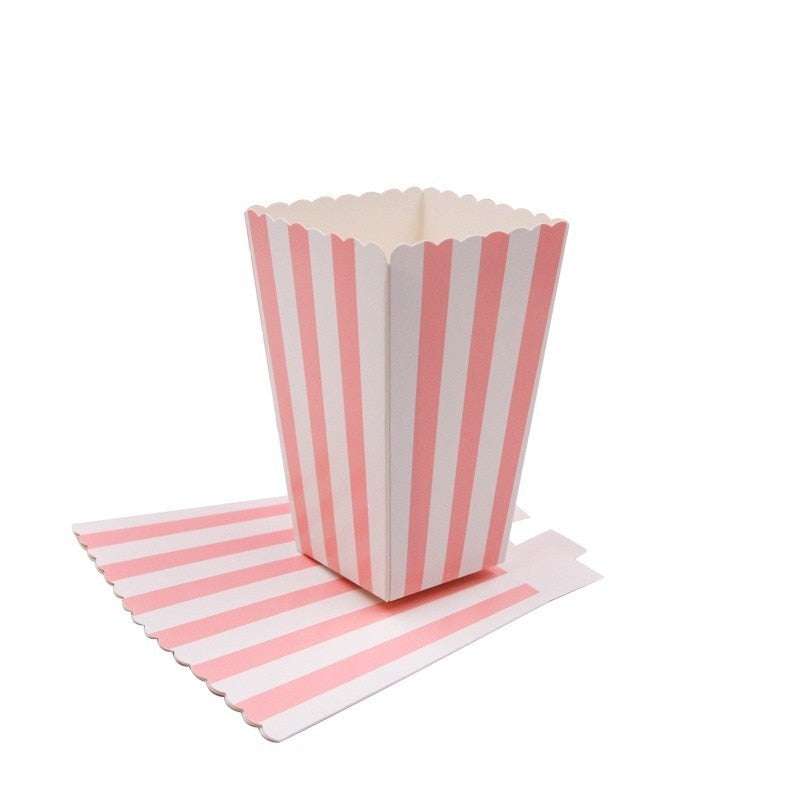 New! 12PCS/Lot Popcorn Box/Cup Pink Theme Party Decoration For kids Happy Birthday Christmas Wedding Party Baby Shower Supplies