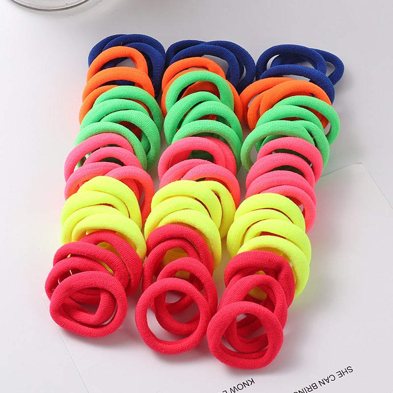 50pcs Girls Solid Color Big Rubber Band Ponytail Holder Gum Headwear Elastic Hair Bands Korean Girl Hair Accessories Ornaments