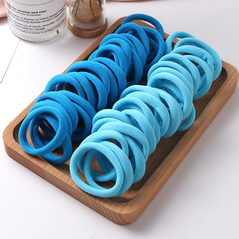 50pcs Girls Solid Color Big Rubber Band Ponytail Holder Gum Headwear Elastic Hair Bands Korean Girl Hair Accessories Ornaments