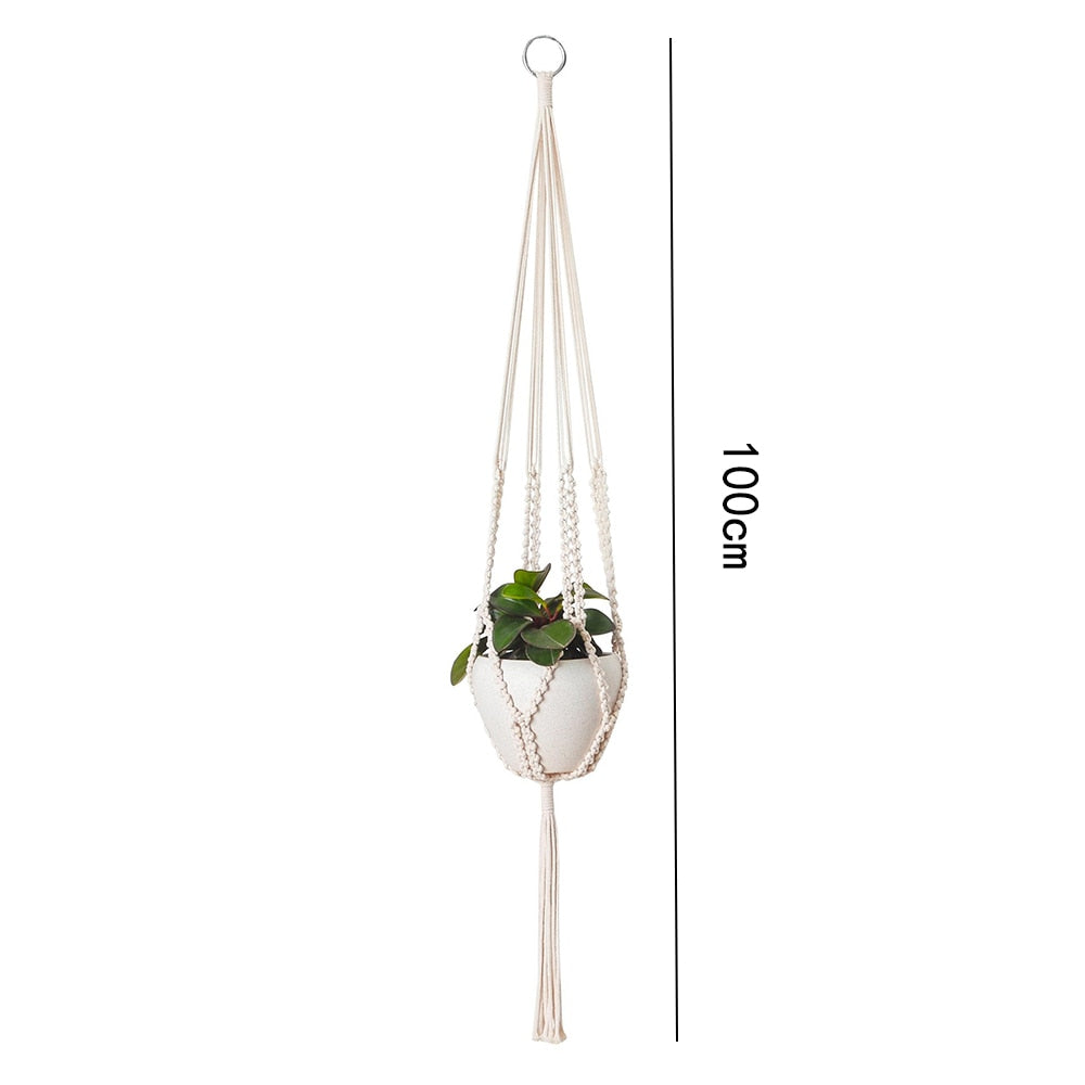 Macrame Plant Hanger Baskets Flower Pots Holder Balcony Wall Hanging Planter Decor Knotted Lifting Rope Home Garden Supplies