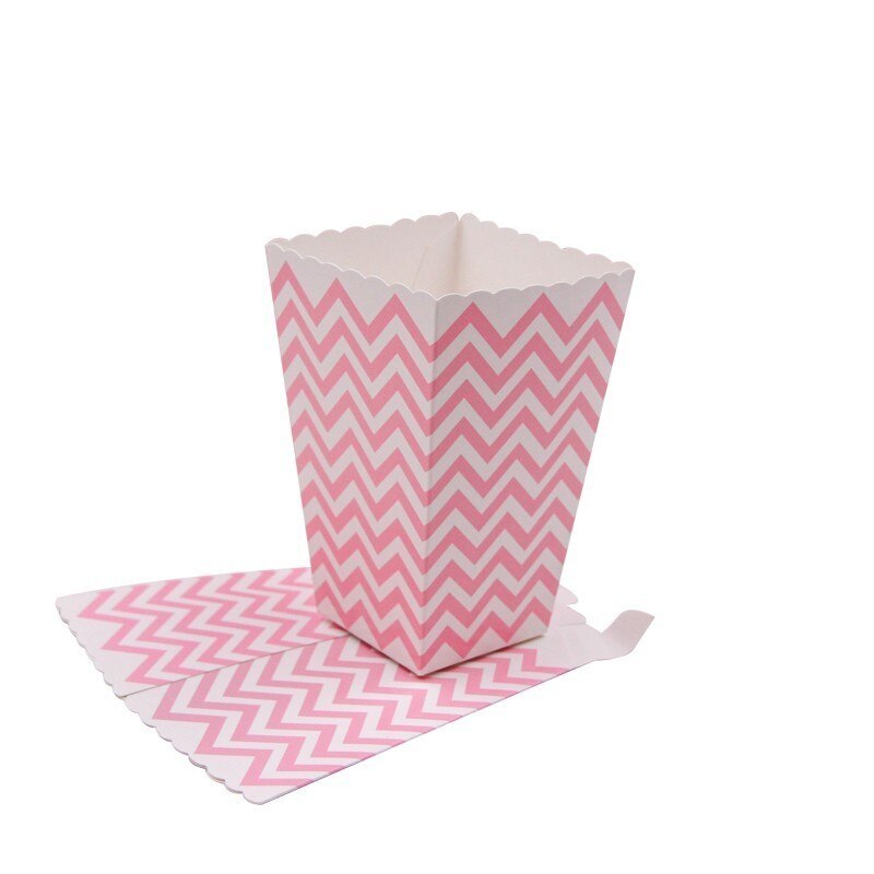 New! 12PCS/Lot Popcorn Box/Cup Pink Theme Party Decoration For kids Happy Birthday Christmas Wedding Party Baby Shower Supplies