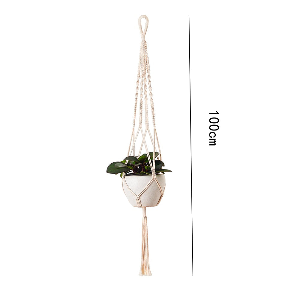 Macrame Plant Hanger Baskets Flower Pots Holder Balcony Wall Hanging Planter Decor Knotted Lifting Rope Home Garden Supplies