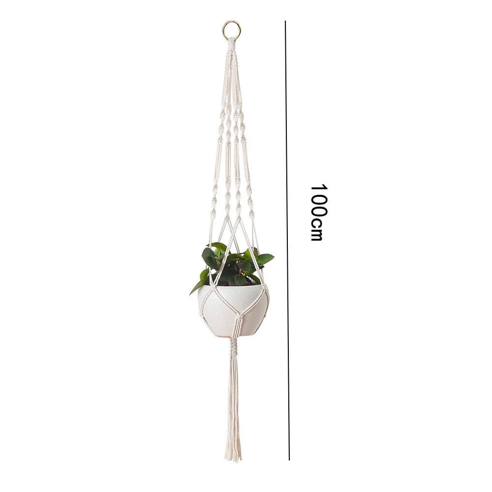 Macrame Plant Hanger Baskets Flower Pots Holder Balcony Wall Hanging Planter Decor Knotted Lifting Rope Home Garden Supplies