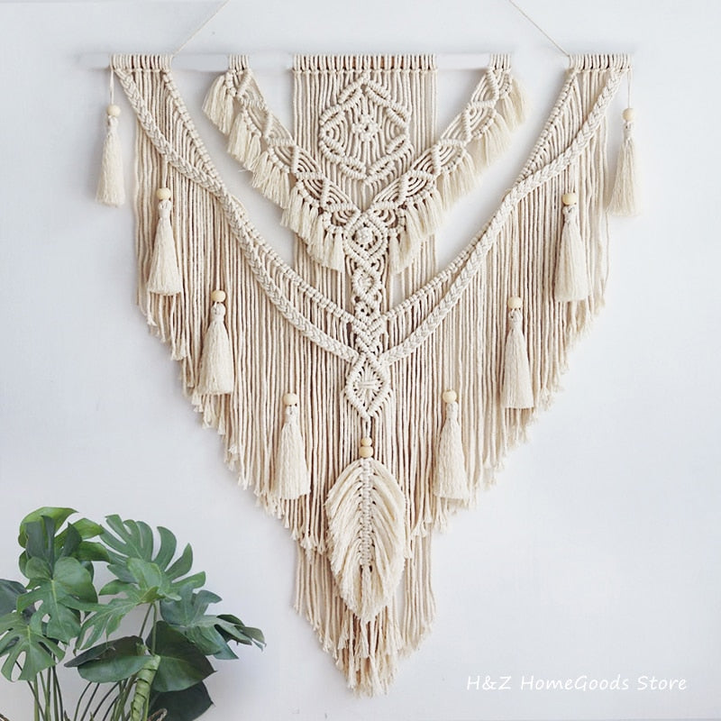 Nordic Bohemian Macrame Wall Hanging Tassel Boho Tapestry Hand-Woven For Home Decor Livingroom Bedroom Room House Decoration