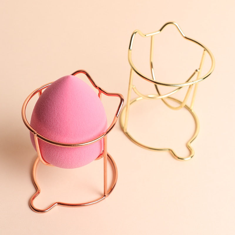 1 pcs Cute Cat Beauty Egg Bracket  Dryer cosmetic Makeup Sponge Gourd Powder Puff Rack  Organizer Box Shelf Holder storage Tools