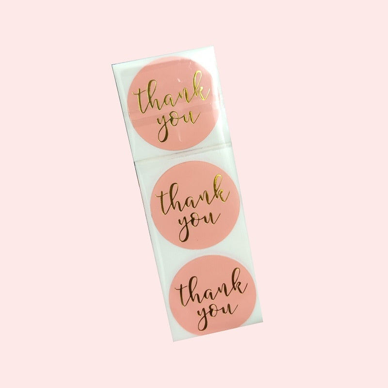 White Handmade With Love Stickers 38MM Pink Baking label wedding thank you sticker party decoration envelope seal stationery