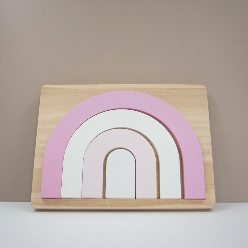 Nordic Natural Wooden Rainbow Set Blocks Handmade Building Blocks for Baby Kids Room Nursery Decor Desktop Craft Ornament