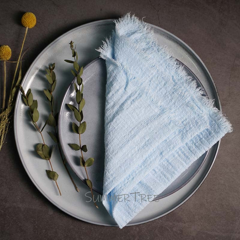 10pcs Napkins Rustic Cotton Gauze 41cm Napkin Muslin Tea Towel Dinner Retro Cheesecloth Wedding Party Supplies Linen Table Decor