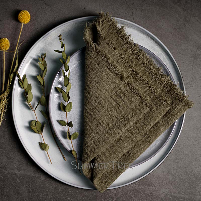 10pcs Napkins Rustic Cotton Gauze 41cm Napkin Muslin Tea Towel Dinner Retro Cheesecloth Wedding Party Supplies Linen Table Decor