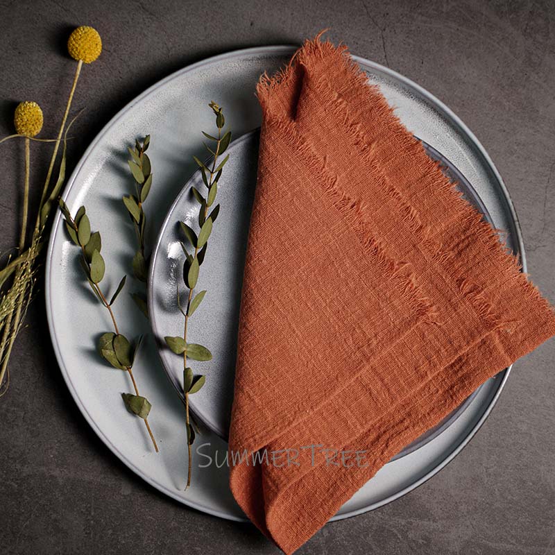 10pcs Napkins Rustic Cotton Gauze 41cm Napkin Muslin Tea Towel Dinner Retro Cheesecloth Wedding Party Supplies Linen Table Decor