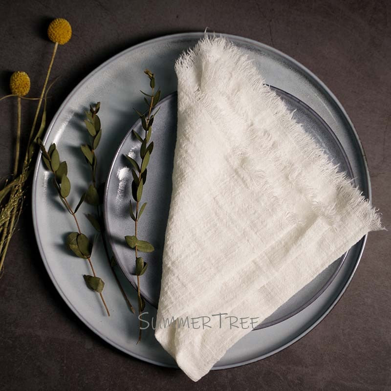 10pcs Napkins Rustic Cotton Gauze 41cm Napkin Muslin Tea Towel Dinner Retro Cheesecloth Wedding Party Supplies Linen Table Decor