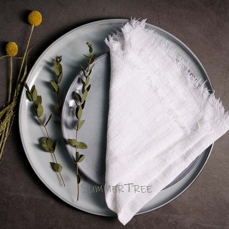 10pcs Napkins Rustic Cotton Gauze 41cm Napkin Muslin Tea Towel Dinner Retro Cheesecloth Wedding Party Supplies Linen Table Decor