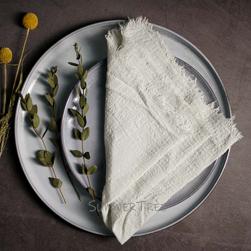 10pcs Napkins Rustic Cotton Gauze 41cm Napkin Muslin Tea Towel Dinner Retro Cheesecloth Wedding Party Supplies Linen Table Decor