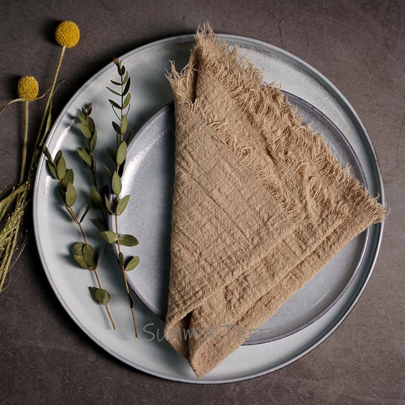 10pcs Napkins Rustic Cotton Gauze 41cm Napkin Muslin Tea Towel Dinner Retro Cheesecloth Wedding Party Supplies Linen Table Decor