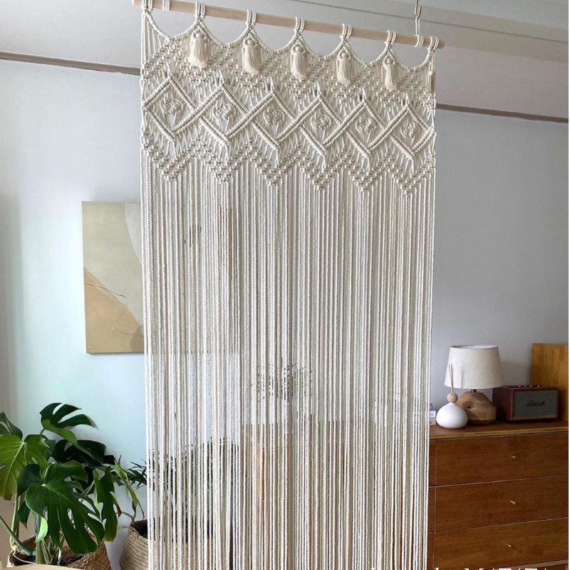 Hand-woven Macrame Cotton Door Curtain Tapestry Wall Hanging Art Tapestry Boho Decoration Bohemia Wedding Backdrop Tapestry