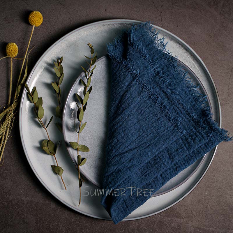 10pcs Napkins Rustic Cotton Gauze 41cm Napkin Muslin Tea Towel Dinner Retro Cheesecloth Wedding Party Supplies Linen Table Decor